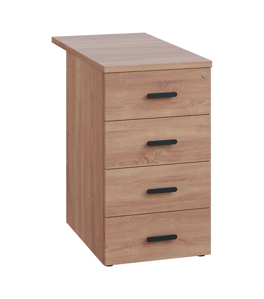 LKC 2 - 81 kontejner přístavný, 4-zásuvkový, deska 25 mm, centrální zámek, dub bardolino